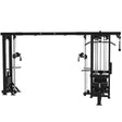 Titanium Strength Elite Series Multistation 5 Stationen in Schwarz, Frontansicht mit Kabelzugtürmen und verbindendem Querträger