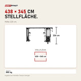 Maßbild Titanium Strength Elite Series Multistation 5 Stationen: Stellfläche 438 × 345 cm, Höhe 226 cm