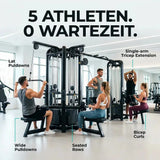 Titanium Strength Elite Series Multistation 5 Stationen im Studio, mehrere Personen trainieren gleichzeitig an den Stationen