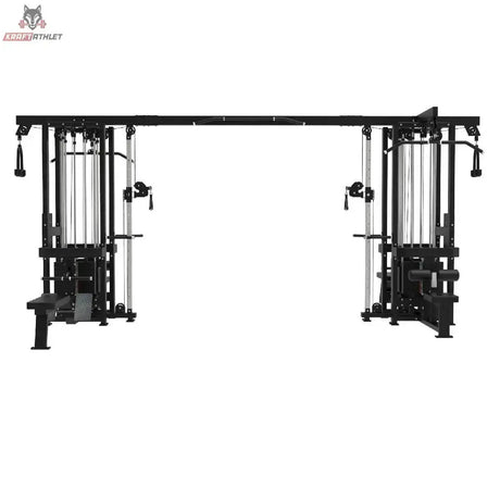 Titanium Strength Elite Series Multistation 8 Stationen, Frontansicht mit langem Querträger auf Weiß