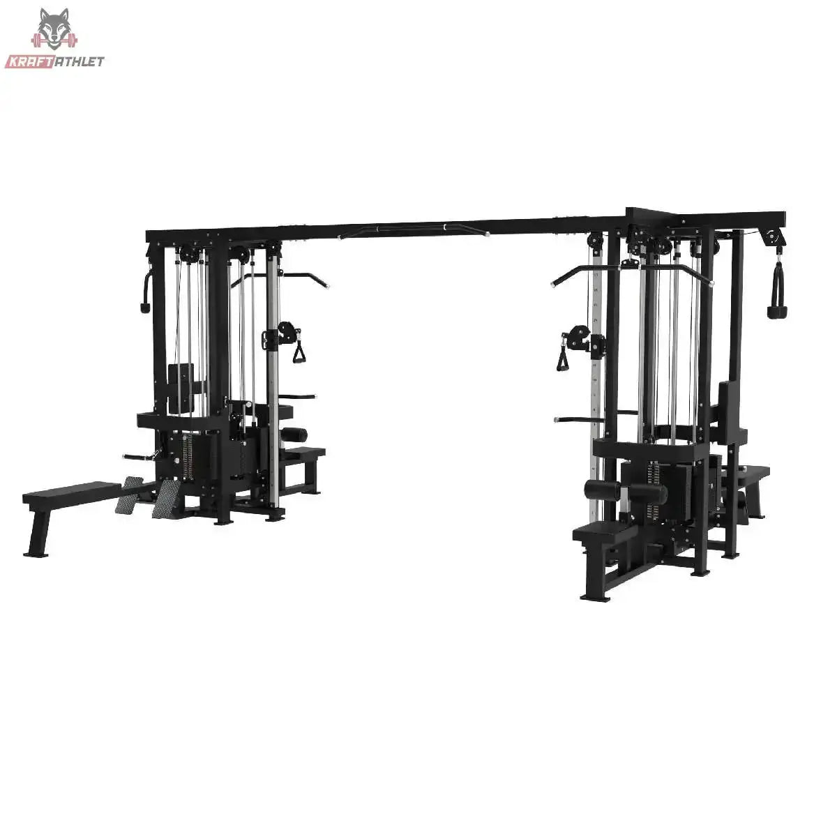 Titanium Strength Elite Series Multistation 8 Stationen, Schrägansicht von der anderen Seite auf Weiß