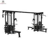 Titanium Strength Elite Series Multistation 8 Stationen, Schrägansicht mit Bänken und Kabelzügen
