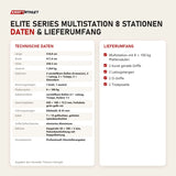 Technische Daten und Lieferumfang von Titanium Strength Elite Series Multistation 8 Stationen als Tabelle