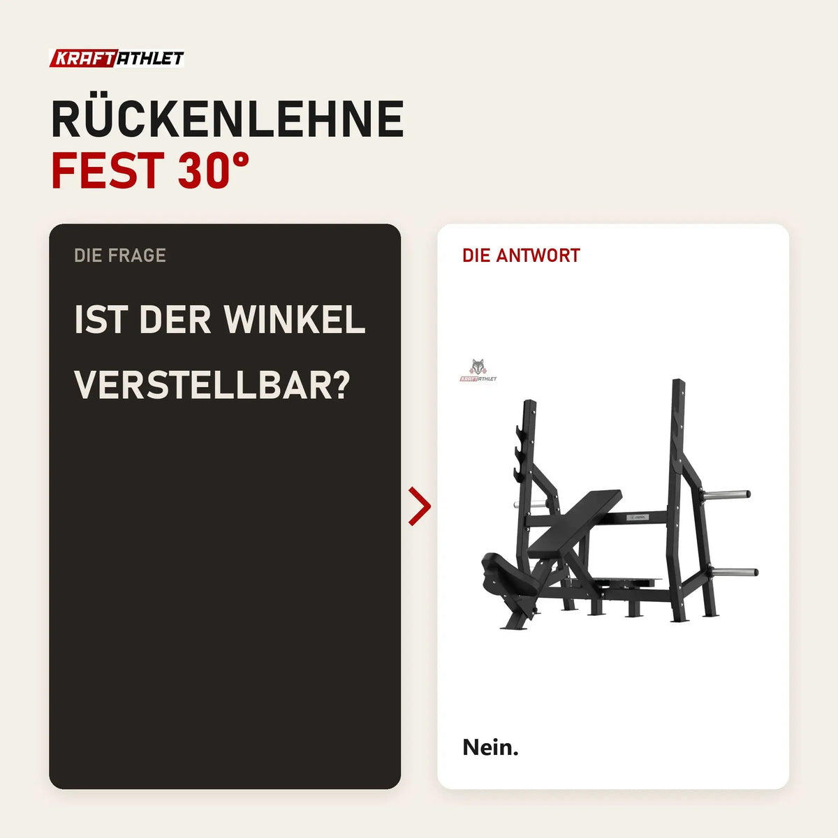 Frage und Antwort zu Titanium Strength Elite Series Olympische Schrägbank: Ist der Winkel verstellbar?