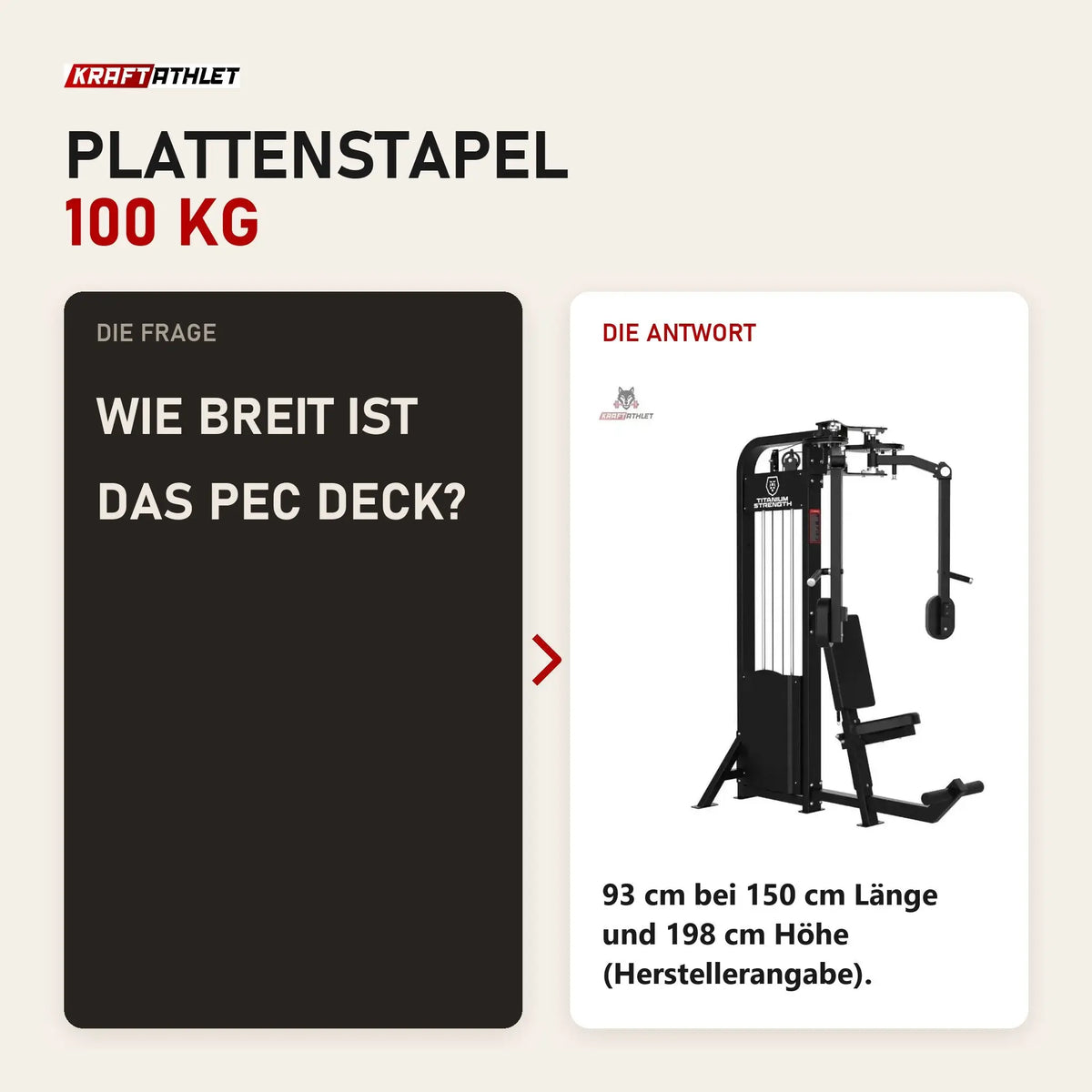 Frage und Antwort zu Titanium Strength Elite Series Pec Deck: Wie breit ist das Pec Deck?