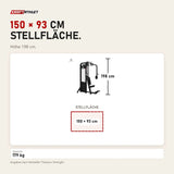 Maßbild Titanium Strength Elite Series Pec Deck: Stellfläche 150 × 93 cm, Höhe 198 cm