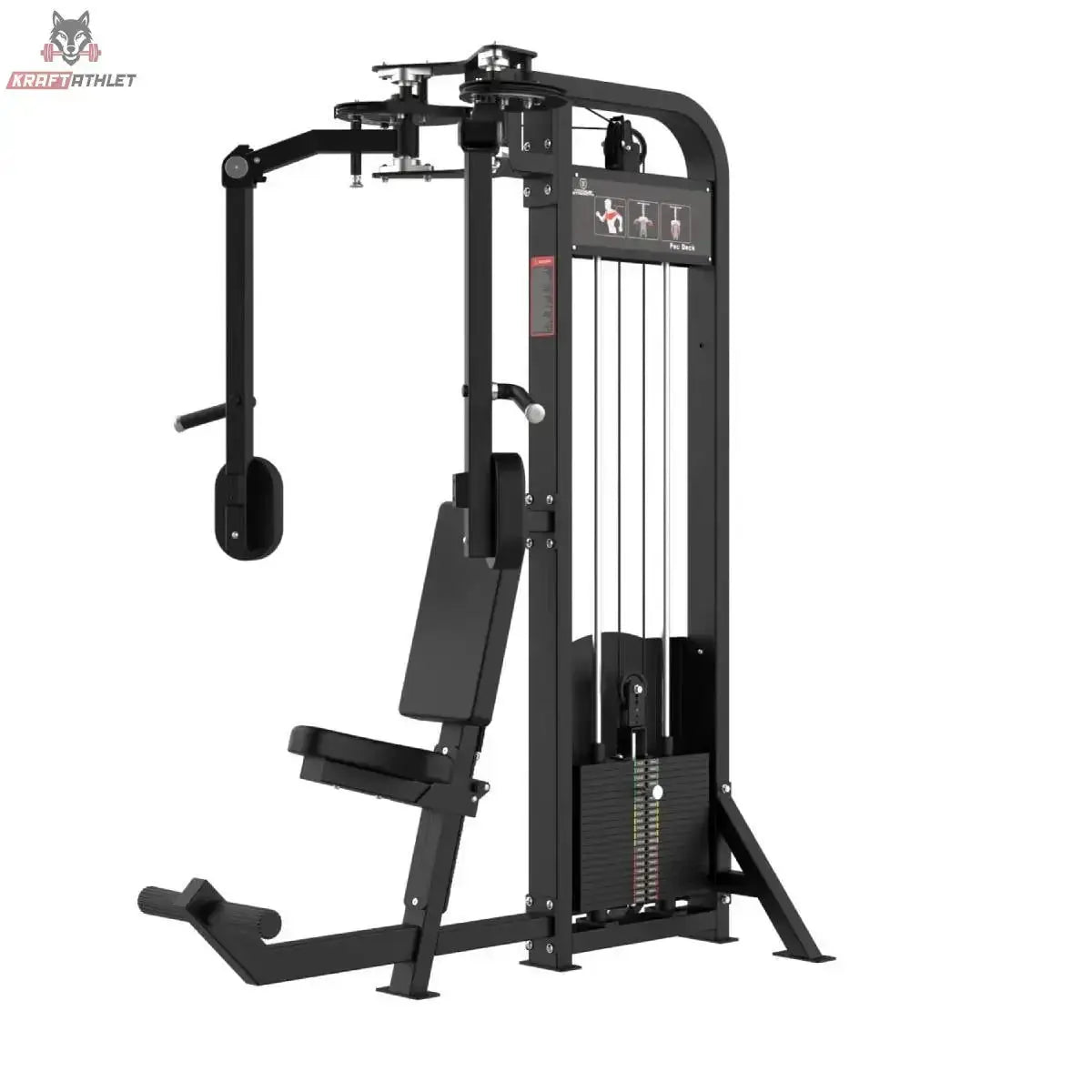 Titanium Strength Elite Series Pec Deck – Schrägansicht von der anderen Seite mit Gewichtsturm