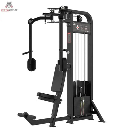 Titanium Strength Elite Series Pec Deck – Schrägansicht von der anderen Seite mit Gewichtsturm