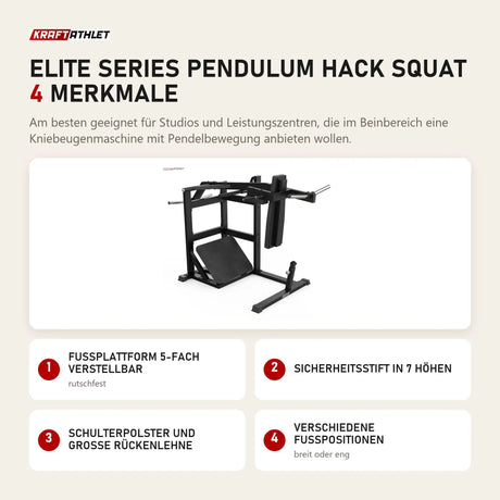 Titanium Strength Elite Series Pendulum Hack Squat mit 4 Merkmalen: Fußplattform 5-fach verstellbar, Sicherheitsstift in 7 Höhen, Schulterpolster und große Rückenlehne, Verschiedene Fußpositionen