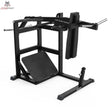 Titanium Strength Elite Series Pendulum Hack Squat in Schwarz, Schrägansicht mit Schulterpolstern und Fußplatte