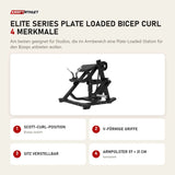 Titanium Strength Elite Series Plate Loaded Bicep Curl mit 4 Merkmalen: Scott-Curl-Position, V-förmige Griffe, Sitz verstellbar, Armpolster 57 × 31 cm