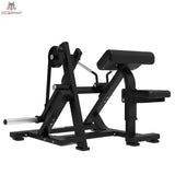 Titanium Strength Elite Series Plate Loaded Bicep Curl in Seitenansicht von links mit Sitz, Armauflage und Griffen