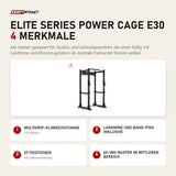 Titanium Strength Elite Series Power Cage E30 mit 4 Merkmalen: Multigrip-Klimmzugstange, Landmine und Band-Pins inklusive, 27 Positionen, 60-mm-Raster im mittleren Bereich