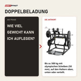 Frage und Antwort zu Titanium Strength Elite Series Power Squat Kniebeugenmaschine: Wie viel Gewicht kann ich auflegen?