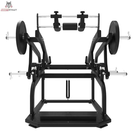 Titanium Strength Elite Series Power Squat Pro Kniebeugenmaschine in Schwarz, Frontansicht mit Schulterpolstern