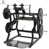 Titanium Strength Elite Series Power Squat Kniebeugenmaschine in Frontschrägansicht mit Hantelscheiben