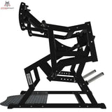 Titanium Strength Elite Series Power Squat Kniebeugenmaschine in Seitenansicht von hinten mit Scheibenhaltern
