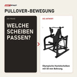 Frage und Antwort zu Titanium Strength Elite Series Pullover Maschine: Welche Scheiben passen?