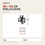Maßbild Titanium Strength Elite Series Pullover Maschine: Stellfläche 125 × 124 cm, Höhe 144 cm