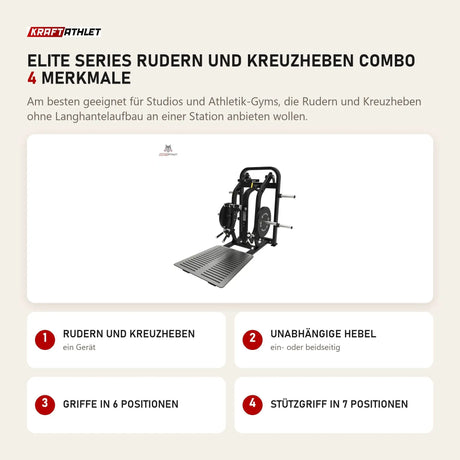 Titanium Strength Elite Series Rudern und Kreuzheben Combo mit 4 Merkmalen: Rudern und Kreuzheben, Unabhängige Hebel, Griffe in 6 Positionen, Stützgriff in 7 Positionen