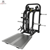 Titanium Strength Elite Series Rudern und Kreuzheben Combo in Schrägansicht ohne Hantelscheiben mit Standplatte