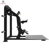 Titanium Strength Elite Series Rudern und Kreuzheben Combo in Seitenansicht von links mit Griffen und Standplatte