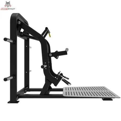 Titanium Strength Elite Series Rudern und Kreuzheben Combo in Seitenansicht von links mit Griffen und Standplatte