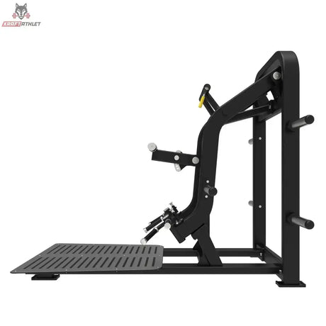 Titanium Strength Elite Series Rudern und Kreuzheben Combo in Seitenansicht von rechts mit Brustpolster und Standplatte