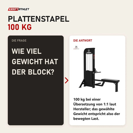 Frage und Antwort zu Titanium Strength Elite Series Ruderzugmaschine Low Row: Wie viel Gewicht hat der Block?