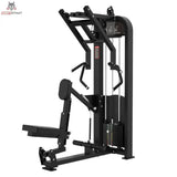 Titanium Strength Elite Series Ruderzugmaschine Seated Row – Schrägansicht von der anderen Seite mit Sitz und Hebelarmen