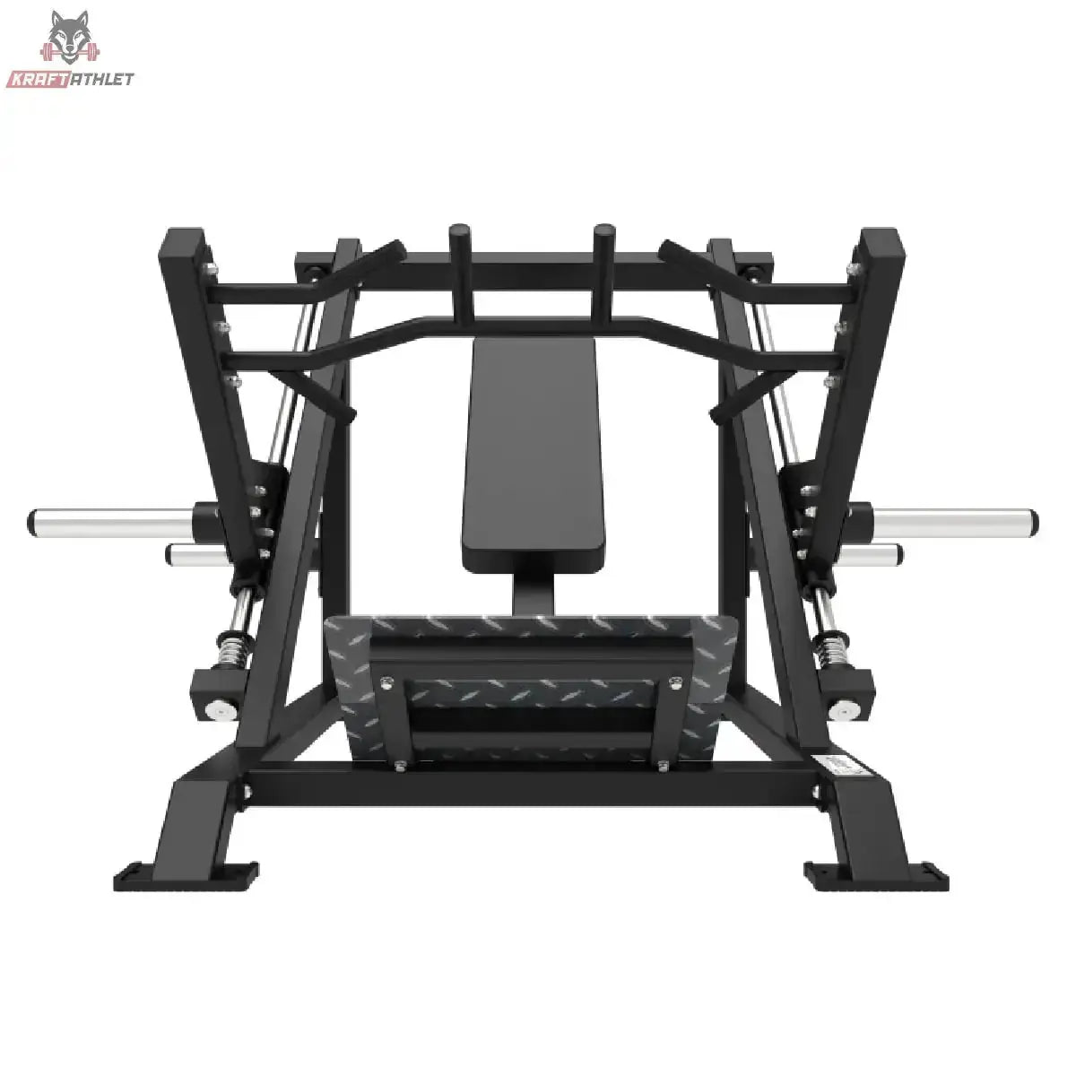 Titanium Strength Elite Series Schräger Linear-Rudertrainer in Frontansicht mit Brustpolster und Griffen