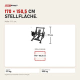 Maßbild Titanium Strength Elite Series Schräger Linear-Rudertrainer: Stellfläche 170 × 150,5 cm, Höhe 111 cm