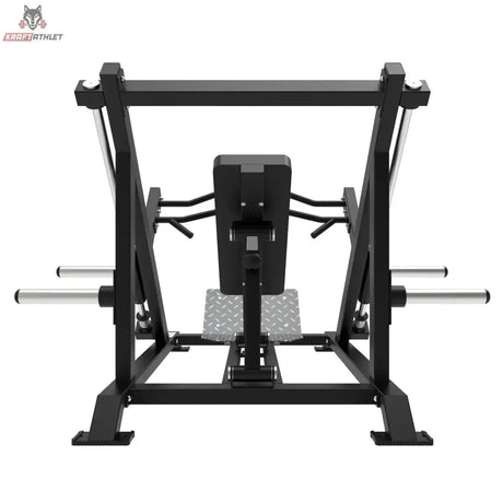 Titanium Strength Elite Series Schräger Linear-Rudertrainer in Rückansicht mit Fußplatte und Rahmen