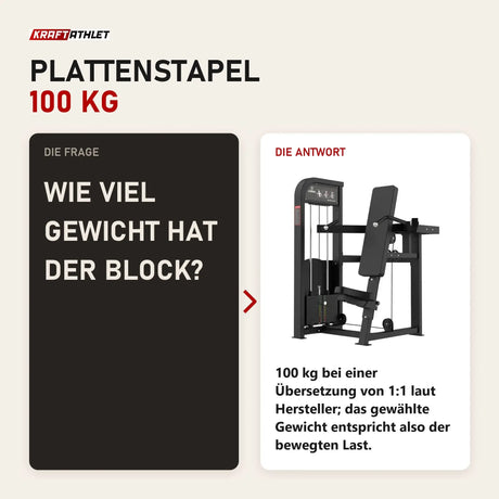 Frage und Antwort zu Titanium Strength Elite Series Schulterpresse: Wie viel Gewicht hat der Block?