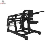 Titanium Strength Elite Series Seated Dip Maschine in Schrägansicht von links mit Scheibenaufnahmen und Griffen