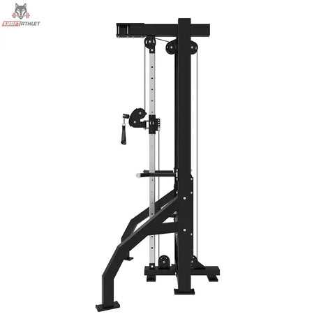 Titanium Strength Elite Series Seilzugstation: Seitenansicht von links mit höhenverstellbarer Seilrolle