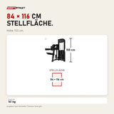 Maßbild Titanium Strength Elite Series Seitenheben: Stellfläche 84 × 116 cm, Höhe 155 cm