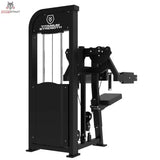 Titanium Strength Elite Series Seitenheben – Rückansicht mit Logo-Abdeckung und seitlichen Armpolstern