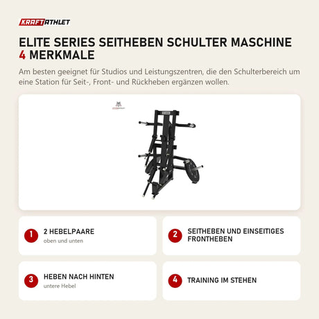 Titanium Strength Elite Series Seitheben Schulter Maschine mit 4 Merkmalen: 2 Hebelpaare, Seitheben und einseitiges Frontheben, Heben nach hinten, Training im Stehen