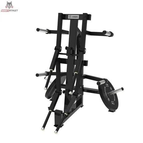 Titanium Strength Elite Series Seitheben Schulter Maschine: Schrägansicht mit aufgelegter Hantelscheibe