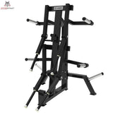 Titanium Strength Elite Series Seitheben Schulter Maschine: Schrägansicht von der Seite mit Hebelarmen und Scheibenhaltern