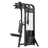 Titanium Strength Elite Series Selektorisierte Pec Fly und Rear Delt – Schrägansicht von der anderen Seite mit Polster und Gewichtsturm