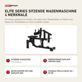 Titanium Strength Elite Series Sitzende Wadenmaschine mit 4 Merkmalen: Schräge Fußstütze, Oberschenkelauflage verstellbar, Gepolsterter Sitz und Knieauflage, Schmale Stellfläche 126 × 59 cm