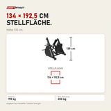 Maßbild Titanium Strength Elite Series Smith-Rudermaschine mit Brustunterstützung: Stellfläche 134 × 192,5 cm, Höhe 135 cm