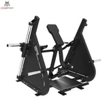 Titanium Strength Elite Series Smith-Rudermaschine mit Brustunterstützung – Schrägansicht von links mit Fußplattform und Brustpolster