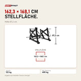 Maßbild Titanium Strength Elite Series Squat Lunge Maschine: Stellfläche 162,3 × 168,1 cm, Höhe 87,2 cm