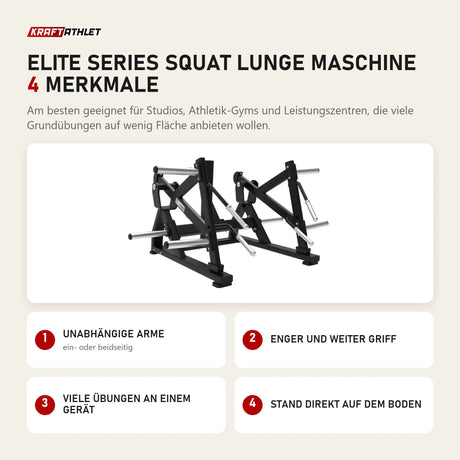 Titanium Strength Elite Series Squat Lunge Maschine mit 4 Merkmalen: Unabhängige Arme, Enger und weiter Griff, Viele Übungen an einem Gerät, Stand direkt auf dem Boden