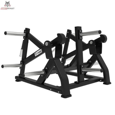 Titanium Strength Elite Series Squat Lunge Maschine – Schrägansicht von rechts mit Scheibenaufnahmen