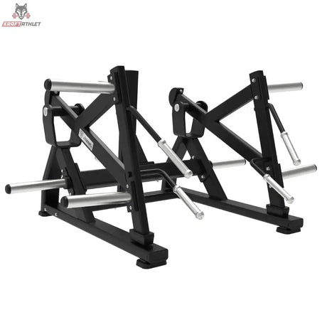 Titanium Strength Elite Series Squat Lunge Maschine – Seitenansicht mit beiden Hebelarmen und Scheibenaufnahmen