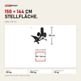 Maßbild Titanium Strength Elite Series Stehende Beinpresse und Wadenheben 2-in-1: Stellfläche 150 × 144 cm, Höhe 128 cm